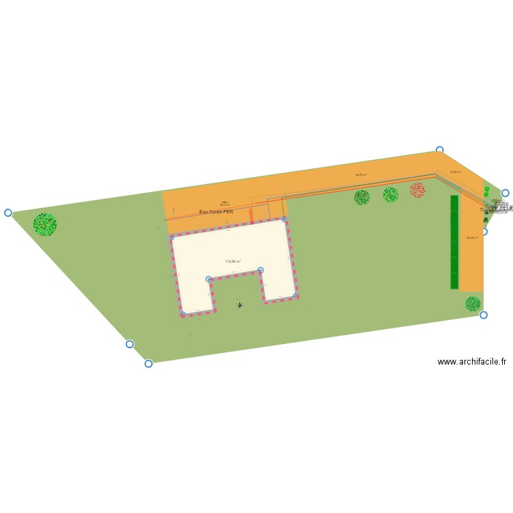 Implantation version 2 . Plan de 1 pièce et 120 m2