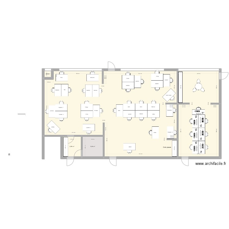 Nouveaux bureaux 2025- V2. Plan de 5 pièces et 187 m2