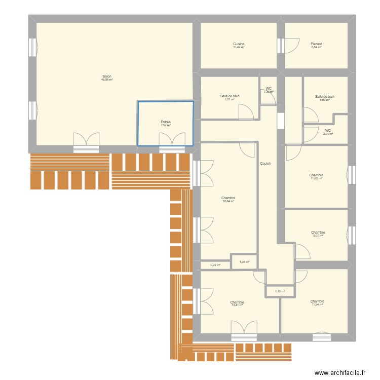 fonsorbes avant travaux R+1. Plan de 17 pièces et 178 m2