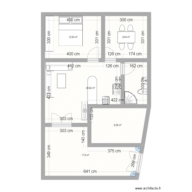 maison. Plan de 5 pièces et 73 m2