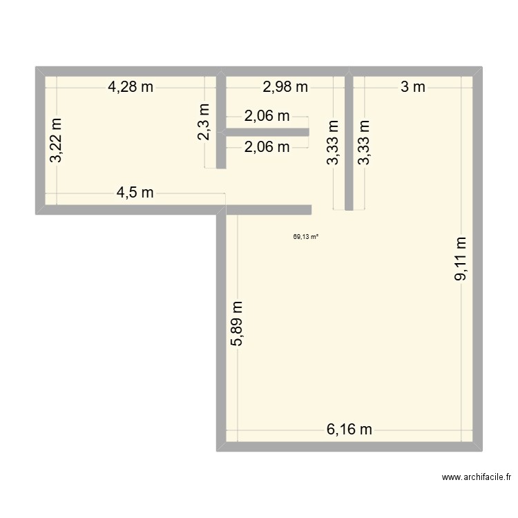 Maison Medina Sto Dgo rdc. Plan de 1 pièce et 69 m2