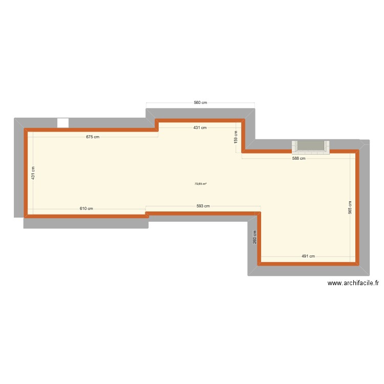 cr au bal. Plan de 1 pièce et 80 m2