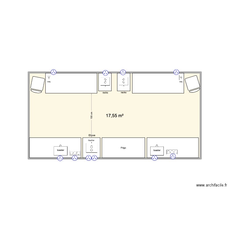 Plan implantation Festival. Plan de 1 pièce et 18 m2