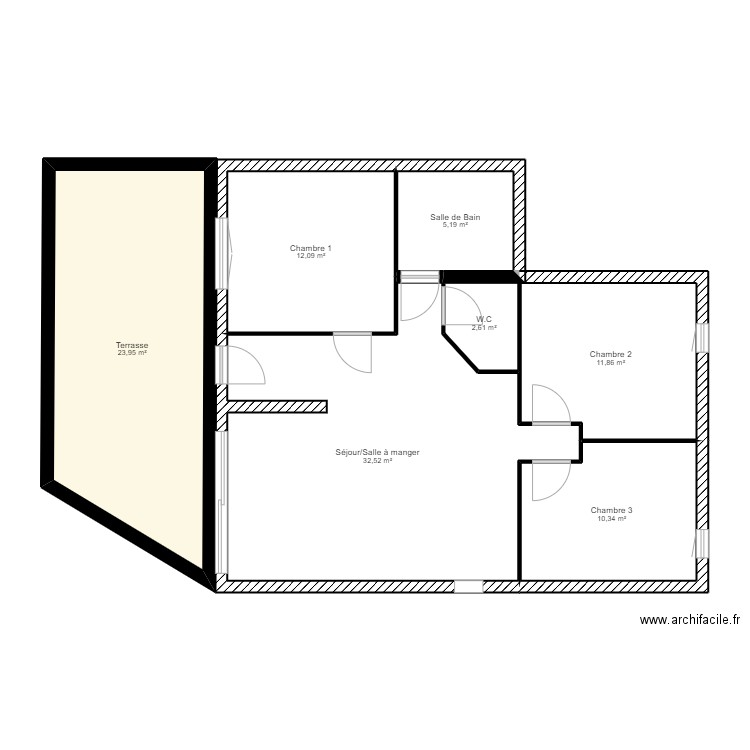 Plan mounou. Plan de 7 pièces et 99 m2