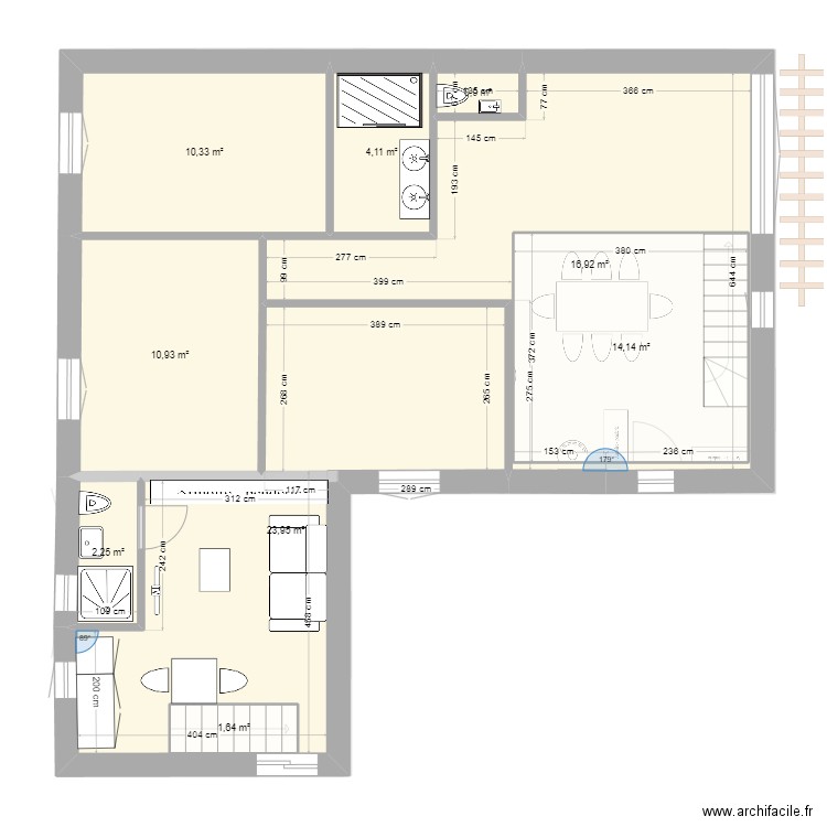 MAison cuisine nord. Plan de 14 pièces et 185 m2