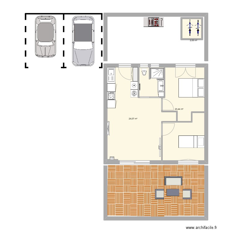 gite 11. Plan de 3 pièces et 50 m2