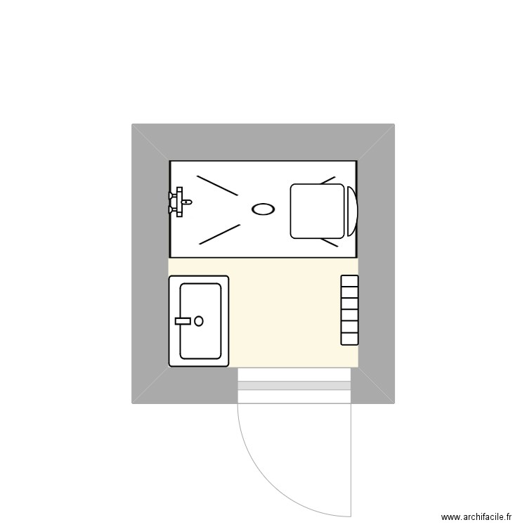 BOUZIANE après aménagement. Plan de 1 pièce et 2 m2