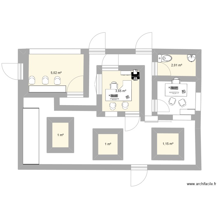 ACCUEIL2. Plan de 6 pièces et 14 m2