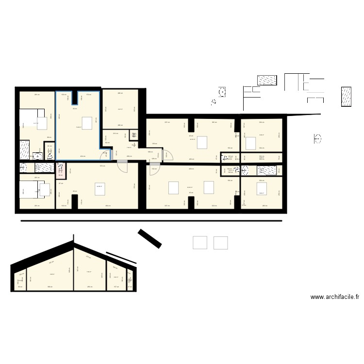 gambetta 3. Plan de 23 pièces et 180 m2