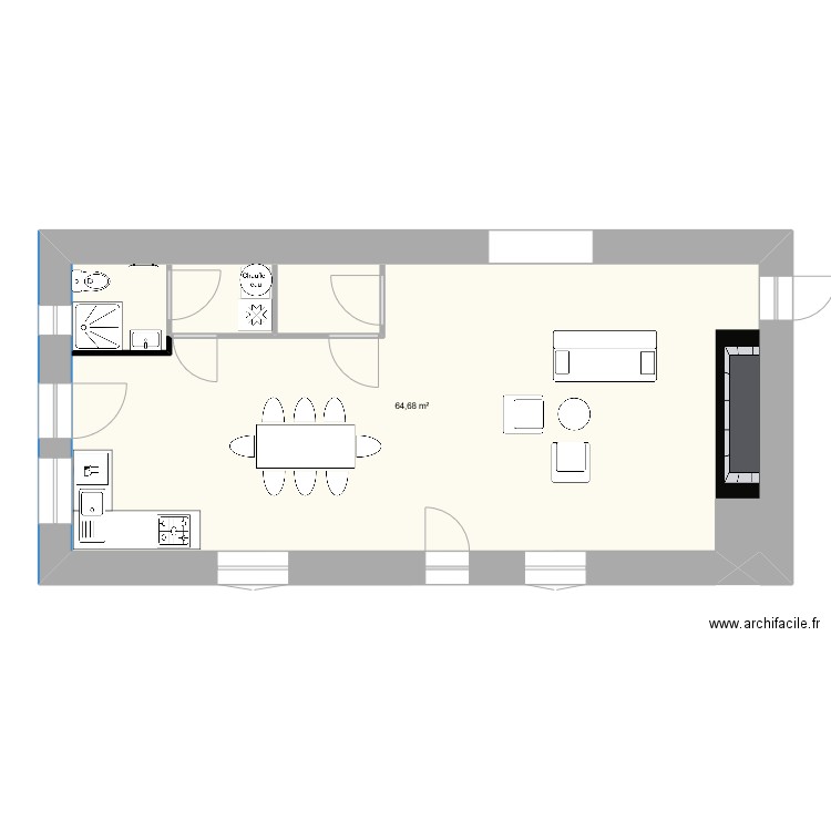 Combalier 3. Plan de 1 pièce et 65 m2