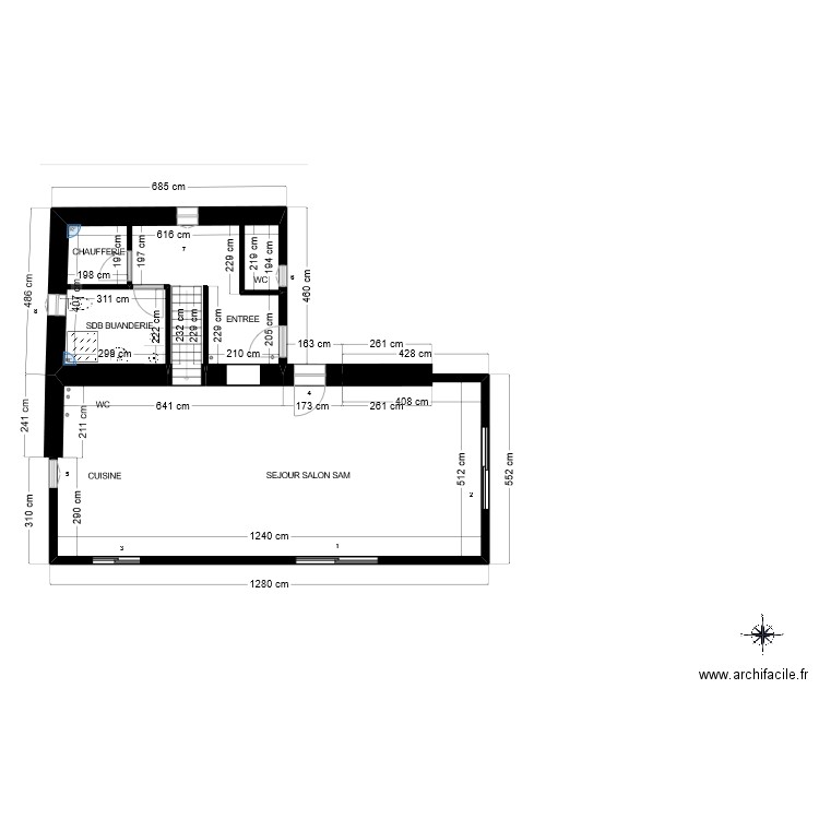 BERGERIE PLAN RDC . Plan de 1 pièce et 24 m2