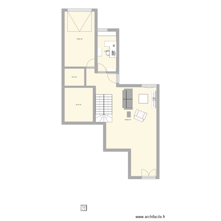 Cyclades 2. Plan de 5 pièces et 84 m2