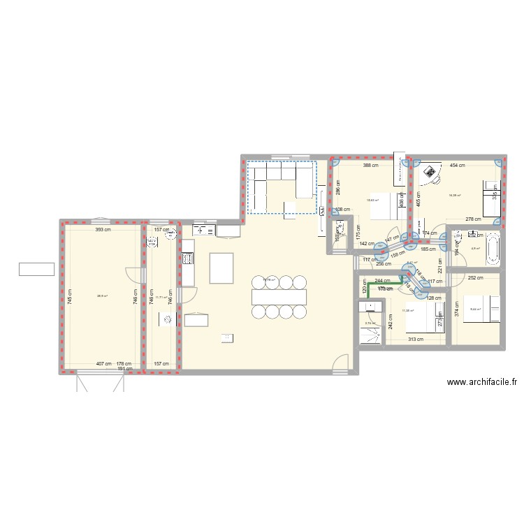 maison 1. Plan de 11 pièces et 186 m2