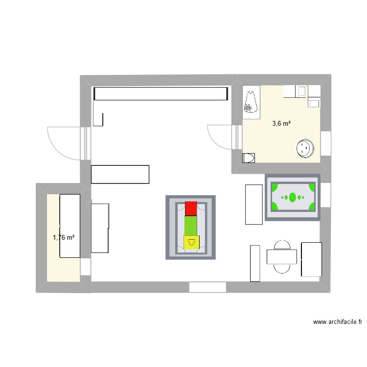 Toddler. Plan de 2 pièces et 5 m2