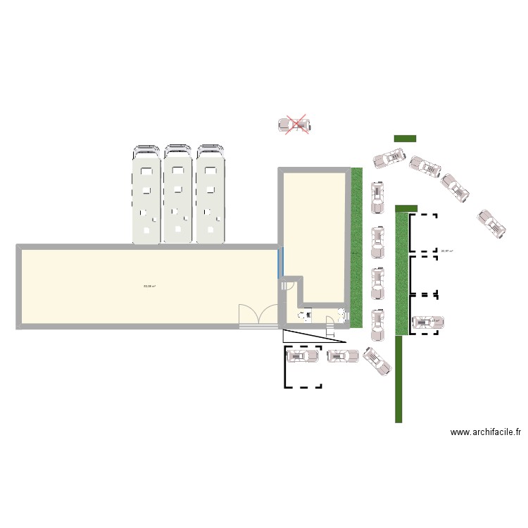 BO 65. Plan de 3 pièces et 77 m2