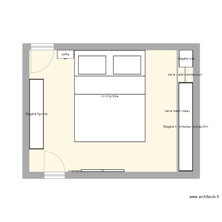 plan chambre. Plan de 1 pièce et 30 m2