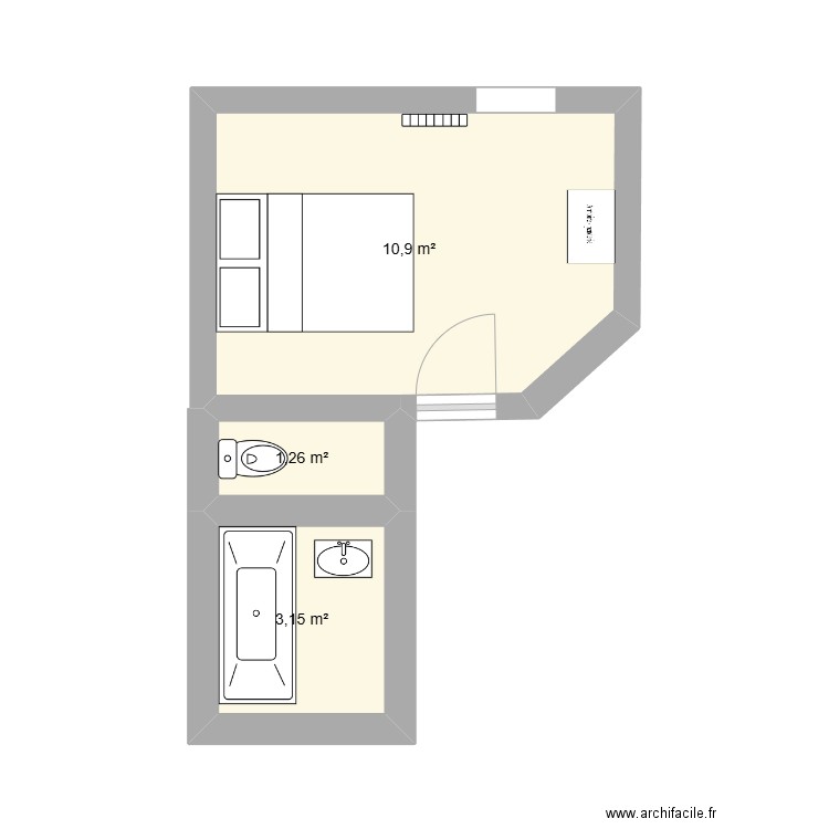 appartement. Plan de 3 pièces et 15 m2