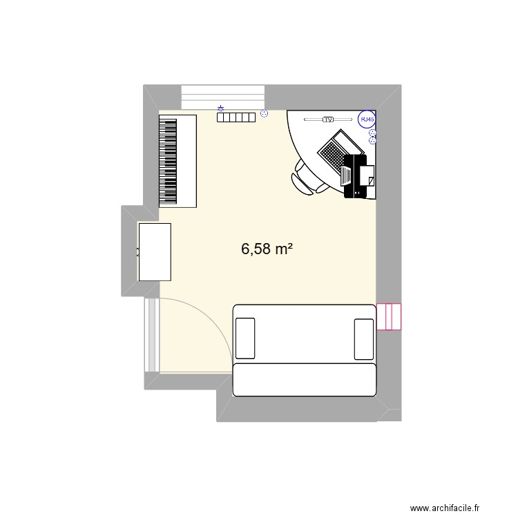 Bureau. Plan de 1 pièce et 7 m2