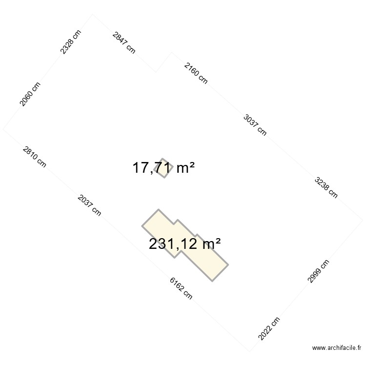 clôture. Plan de 2 pièces et 249 m2