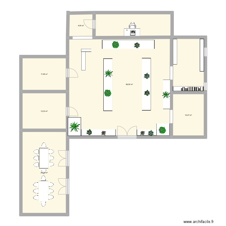 Intérieur magasin . Plan de 7 pièces et 168 m2