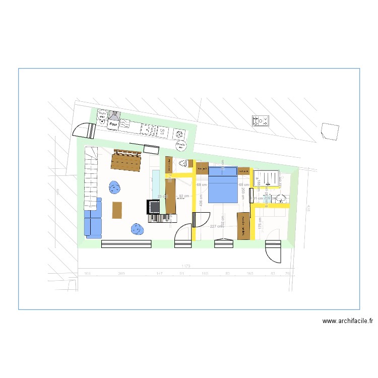 Port-Blanc Plan 2 (échelle OK). Plan de 1 pièce et 50 m2