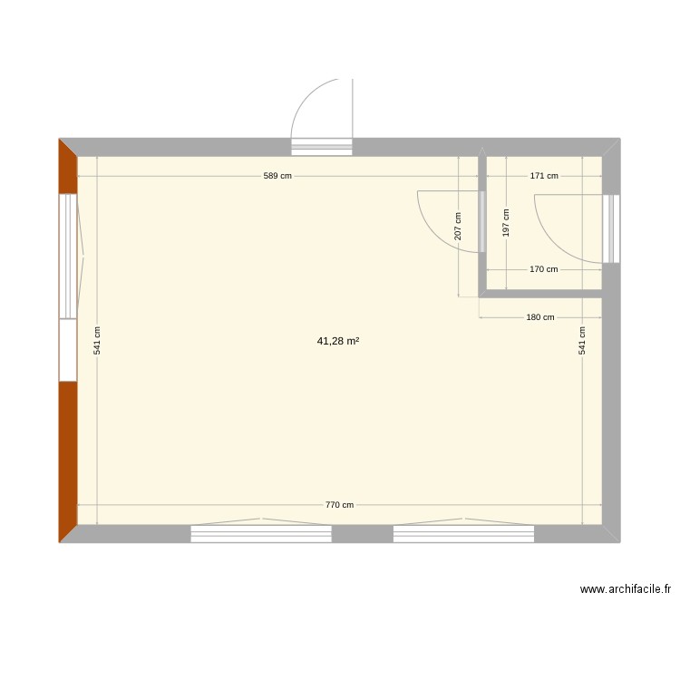 Salon. Plan de 1 pièce et 41 m2