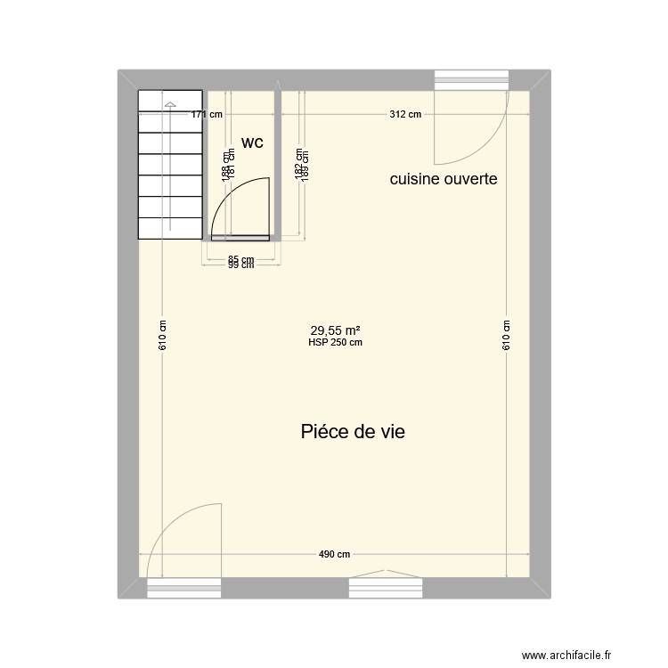 Loic Busnel Rez de chaussé. Plan de 1 pièce et 30 m2