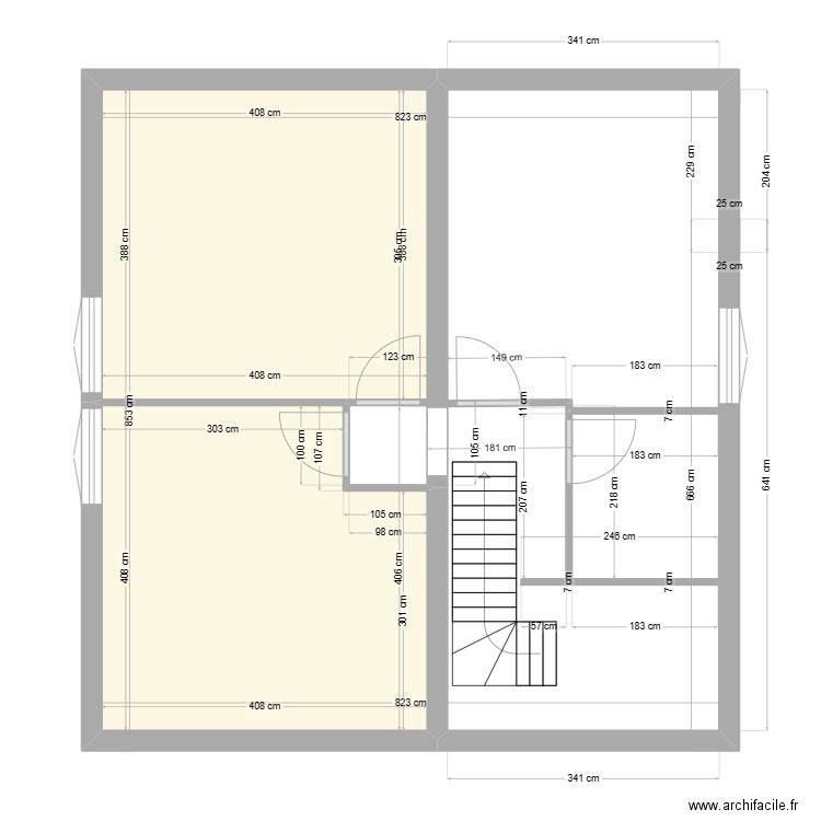 etage. Plan de 2 pièces et 31 m2