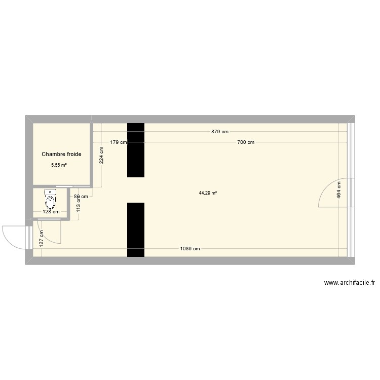 fleurs d'amandine. Plan de 2 pièces et 50 m2