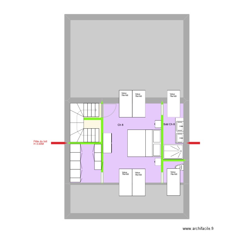 Victor Gilsoul Rez+3 Coloc. Plan de 7 pièces et 72 m2