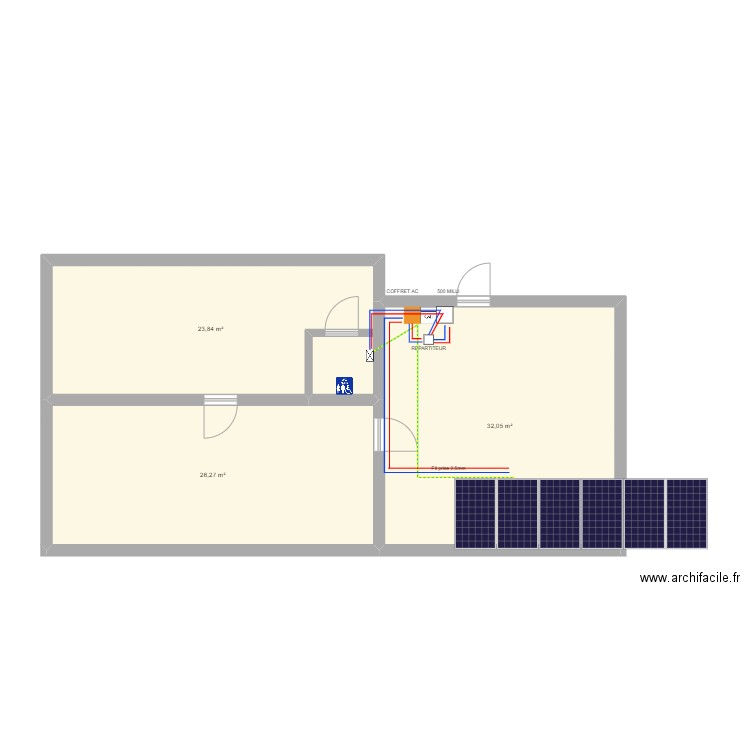 PASSAGE DE CABLE DEZON. Plan de 3 pièces et 82 m2