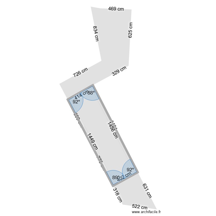 masse. Plan de 1 pièce et 59 m2