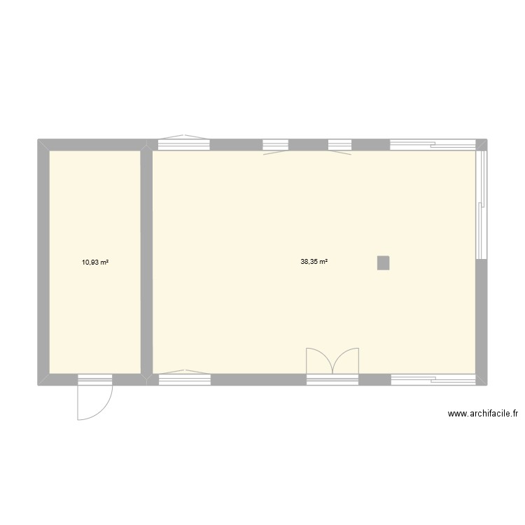 Chalet témoin. Plan de 2 pièces et 49 m2