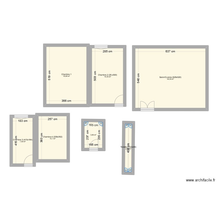 Vernier. Plan de 7 pièces et 92 m2