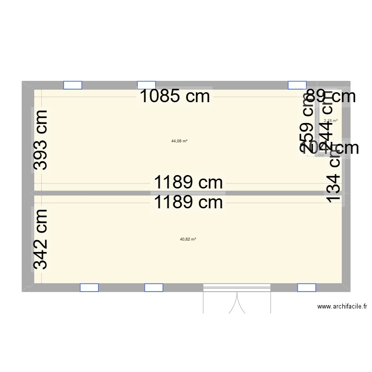 Igoville. Plan de 2 pièces et 90 m2