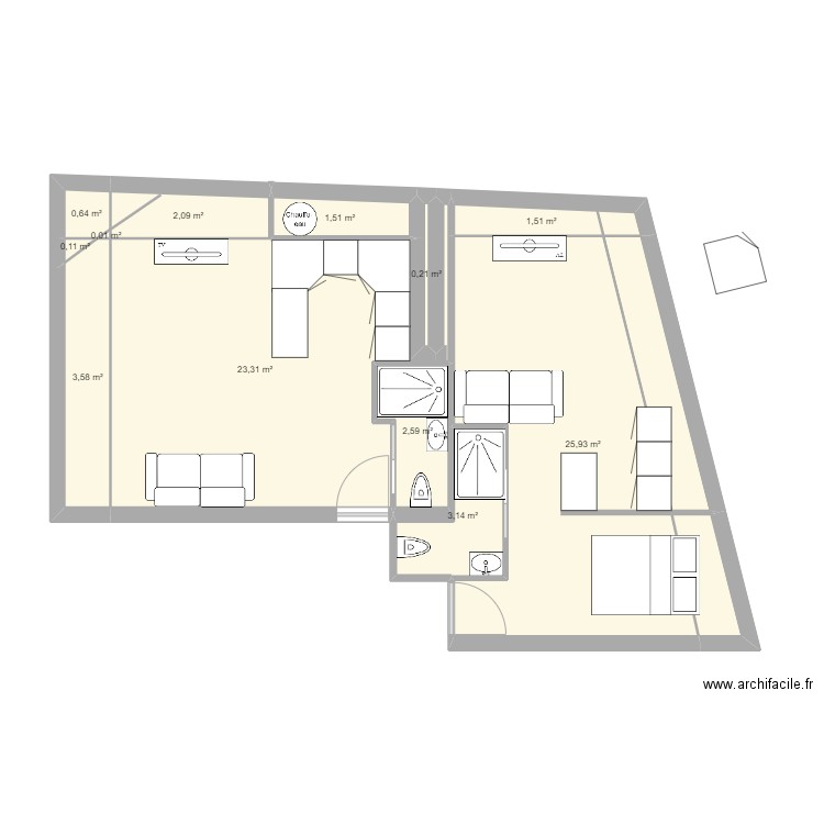 22 PAULIANI 4. Plan de 12 pièces et 65 m2