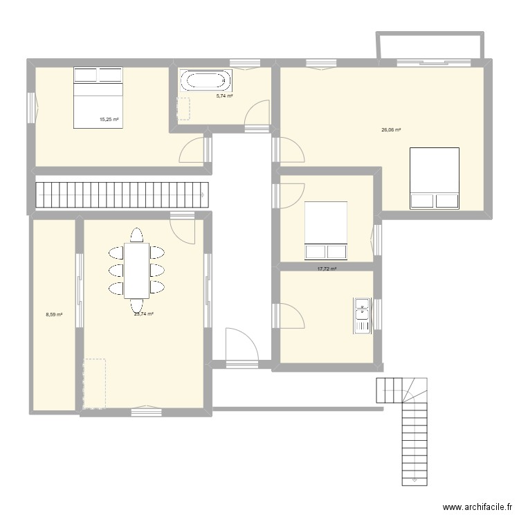 Casa Chaves 2. Plan de 6 pièces et 97 m2