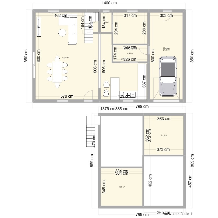 maison projet. Plan de 8 pièces et 130 m2