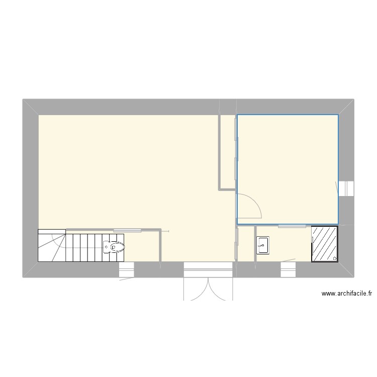 Grangeoune. Plan de 5 pièces et 46 m2