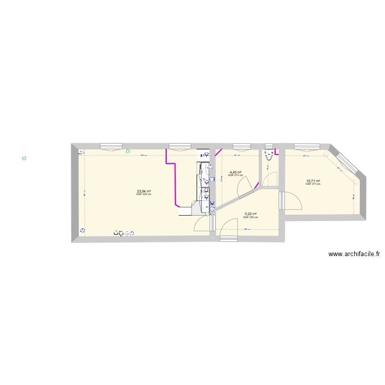 Noon V1_elec. Plan de 4 pièces et 44 m2