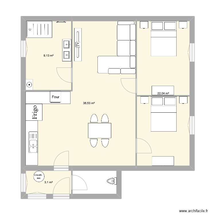 route de marmagne. Plan de 5 pièces et 64 m2