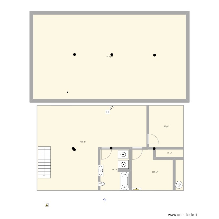 Walk in. Plan de 6 pièces et 155 m2