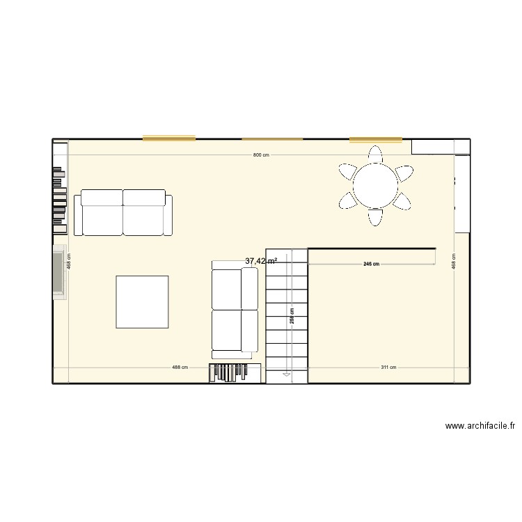 maison. Plan de 1 pièce et 37 m2