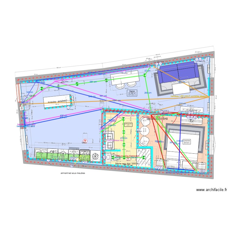 appartement mouja cuisine. Plan de 3 pièces et 73 m2