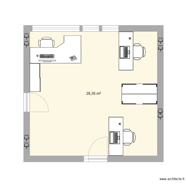 bureau ddst. Plan de 1 pièce et 28 m2