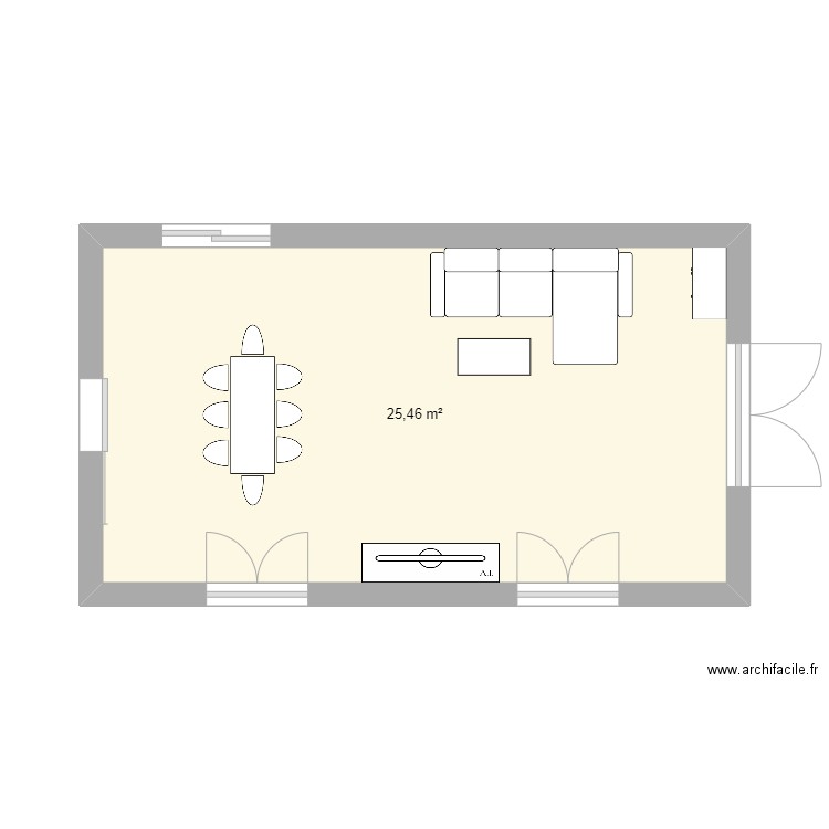 emmenagement salon. Plan de 1 pièce et 25 m2