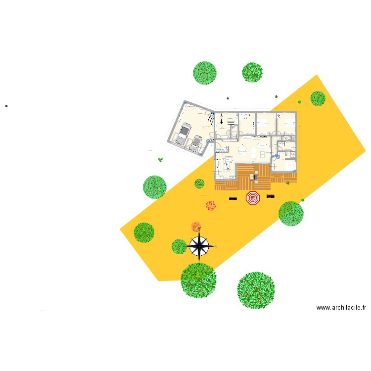 2000 Sud. Plan de 9 pièces et 228 m2