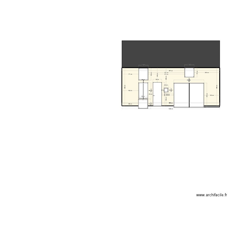 Facade SUD. Plan de 1 pièce et 39 m2