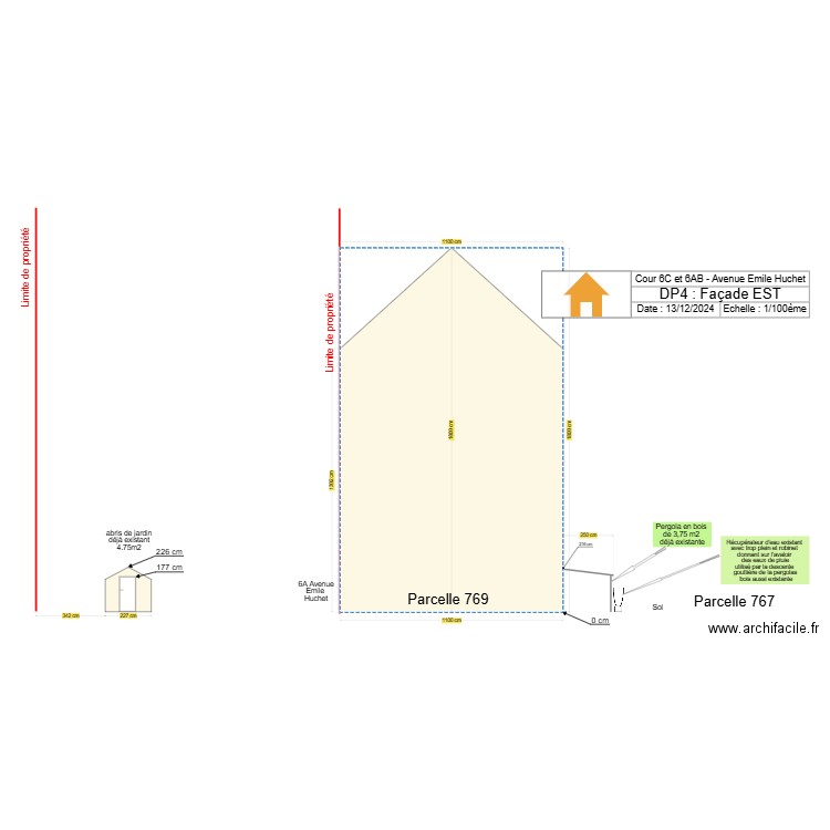 Façade EST Toit terrasse avant travaux. Plan de 0 pièce et 0 m2