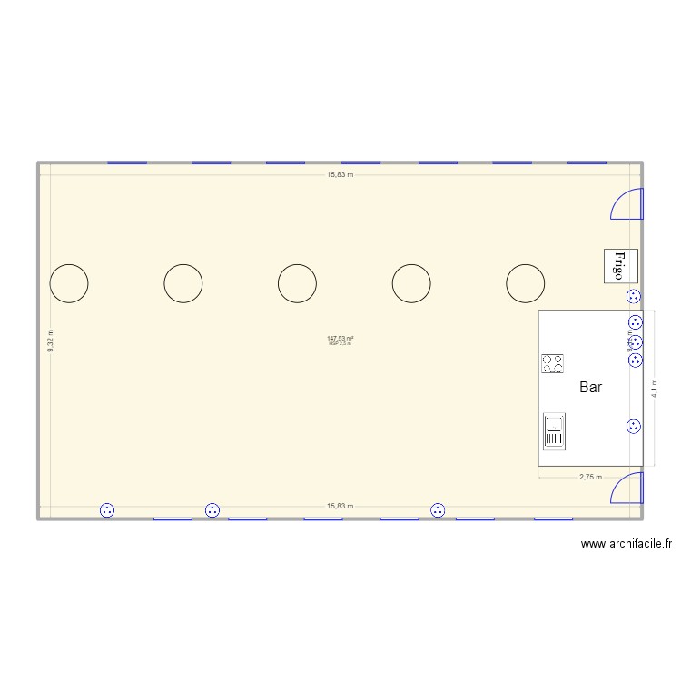 Salle Communale Ardres - Grande. Plan de 1 pièce et 148 m2